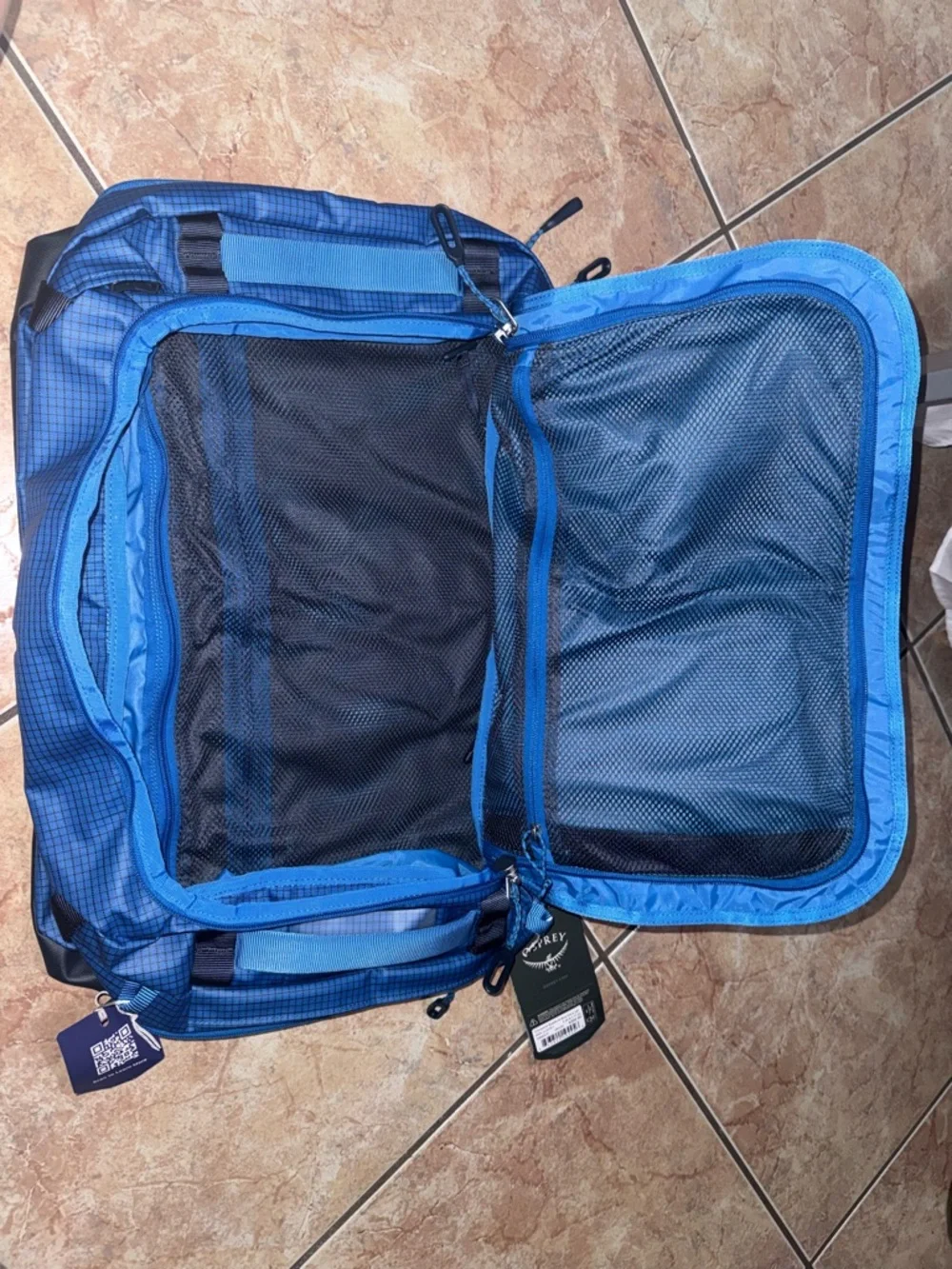 Osprey Transporter 44L Squffle Bag Flue Flame - Lightweight Travel Carry-On NWT